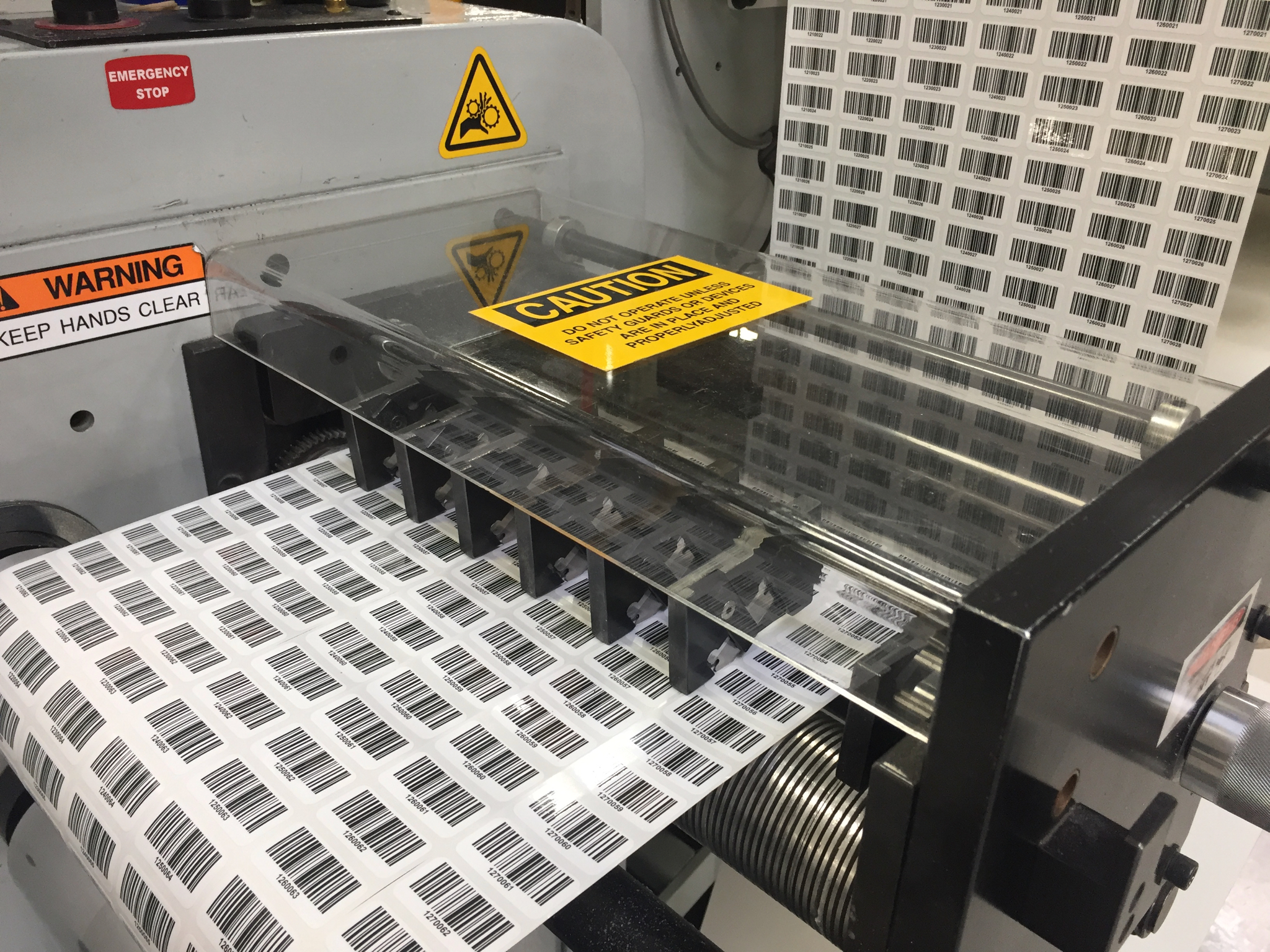 Clear Barcode Labels on Press