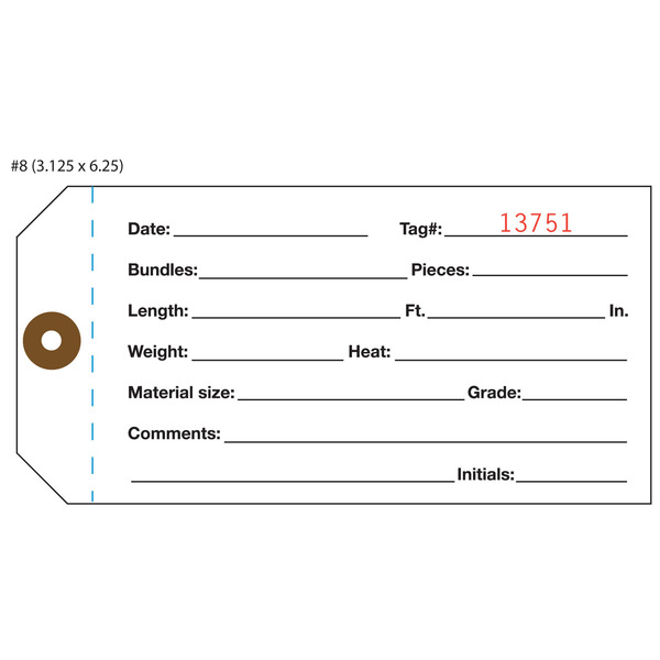 Single Inventory Tag With Tag Number